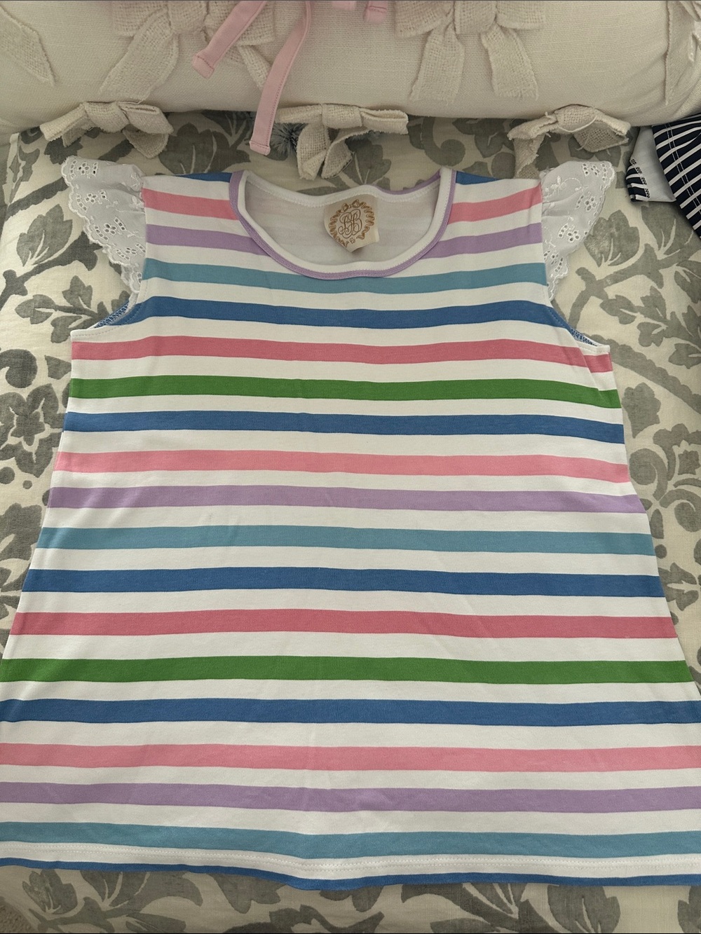 Girls' Striped Lace-Sleeve Tank Top - Multicolor the Beaufort Bonnet Company